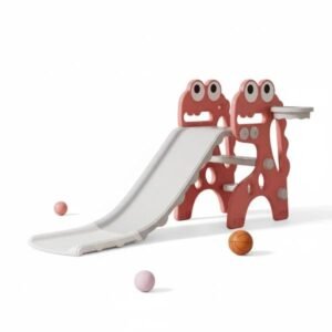 Frog Kids Slide with Basketball Hoop